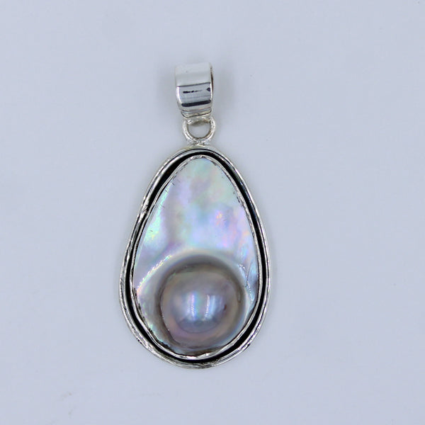 925 Sterling Silver Mother of Pearl hot Blister Pendant