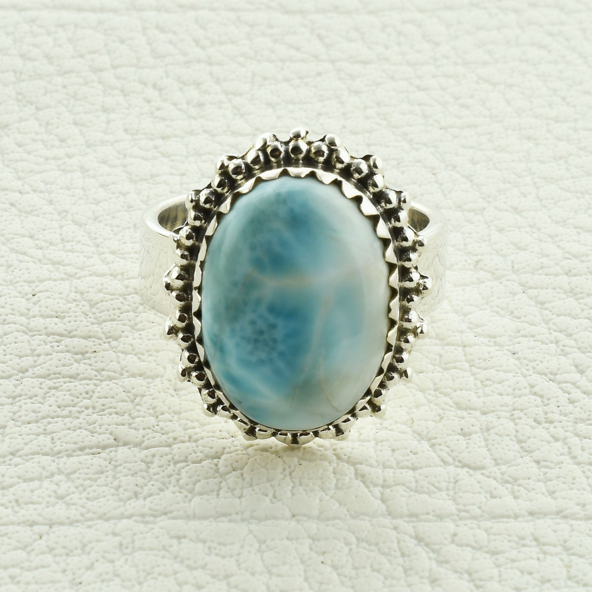 Blue Larimar Sterling Silver Ring Size 7