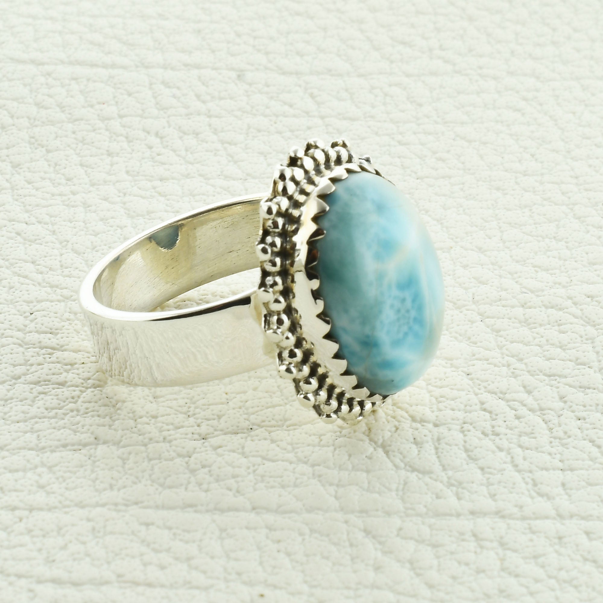 Blue Larimar Sterling Silver Ring Size 7