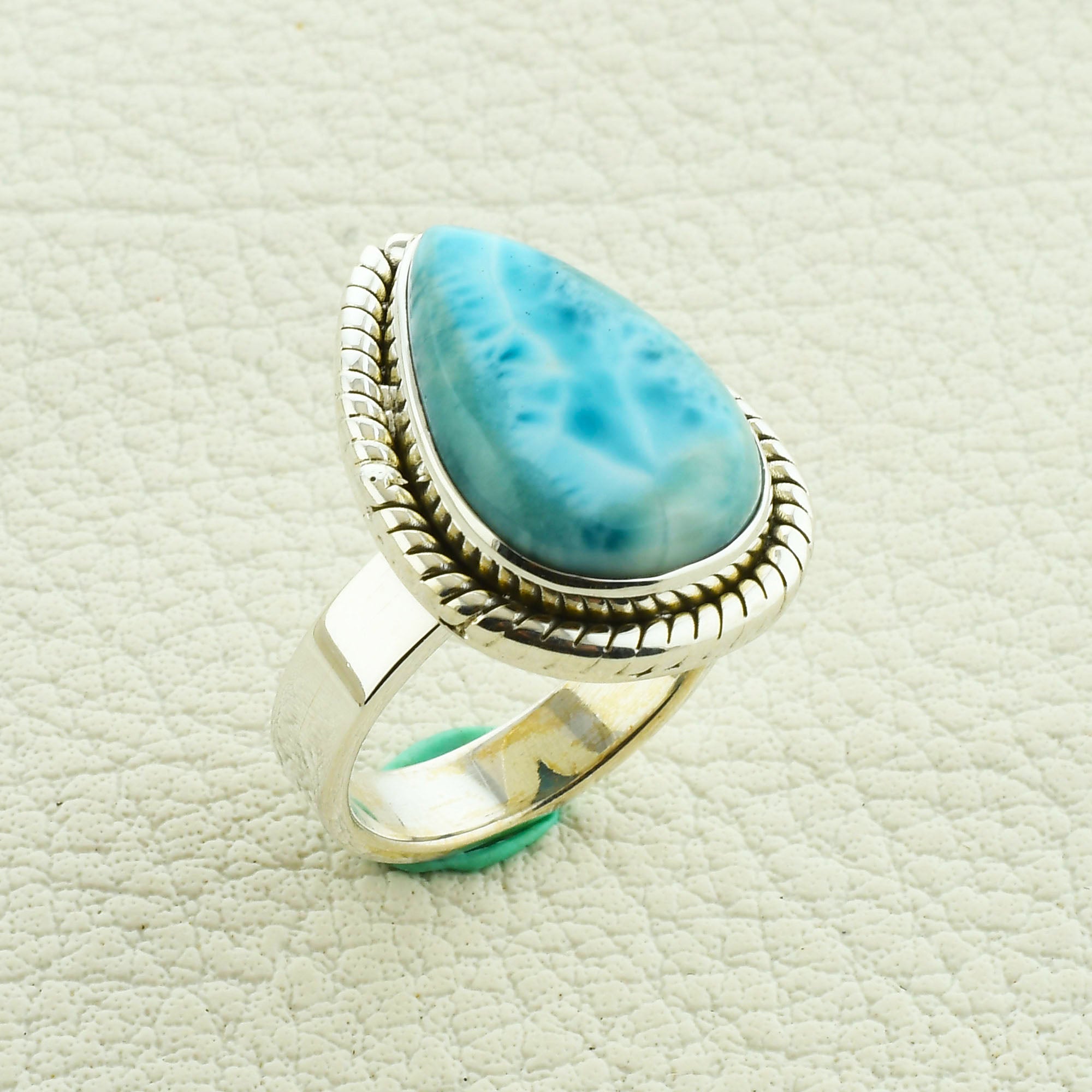 Genuine Larimar Sterling Silver Ring Size 8