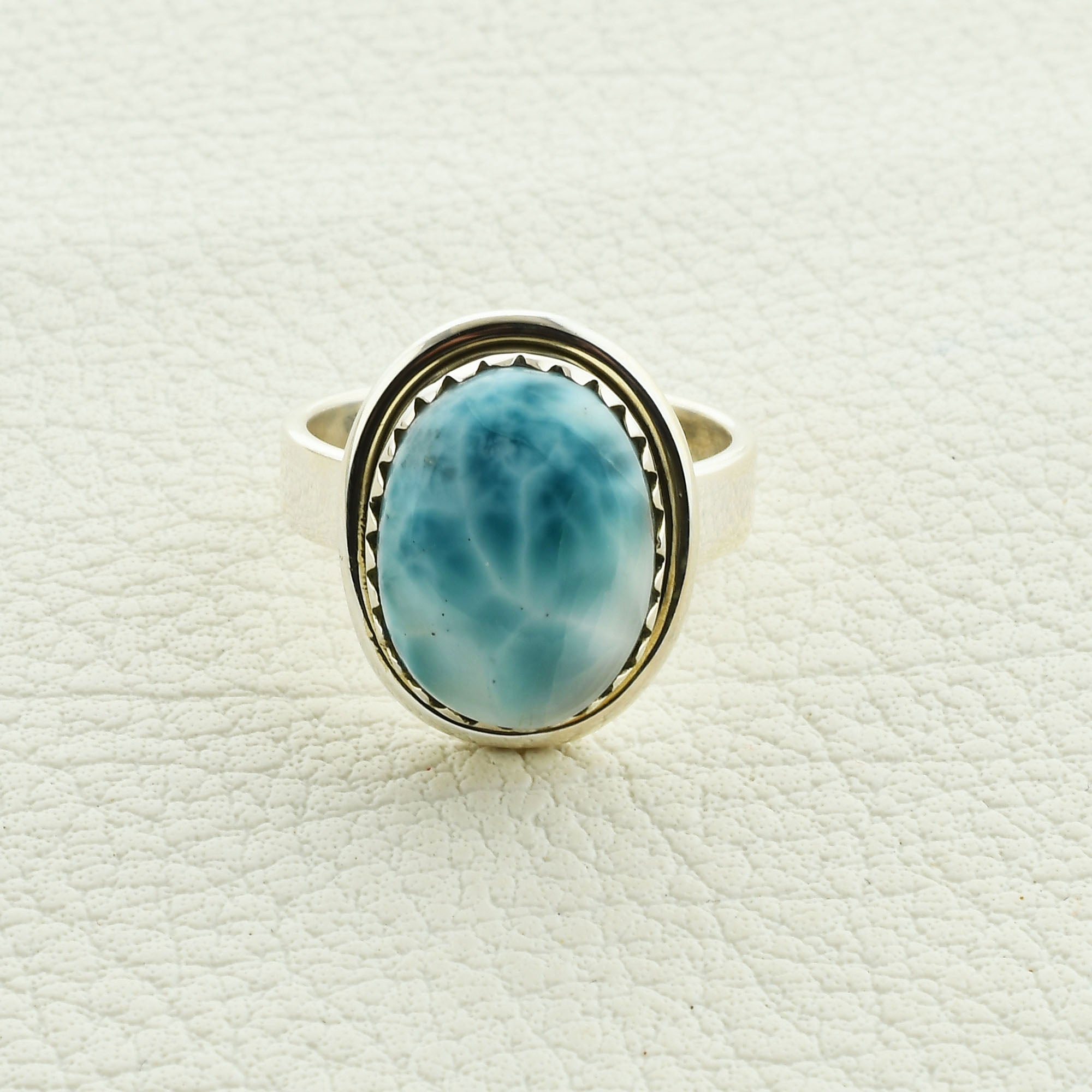 Unisex Larimar Silver Ring