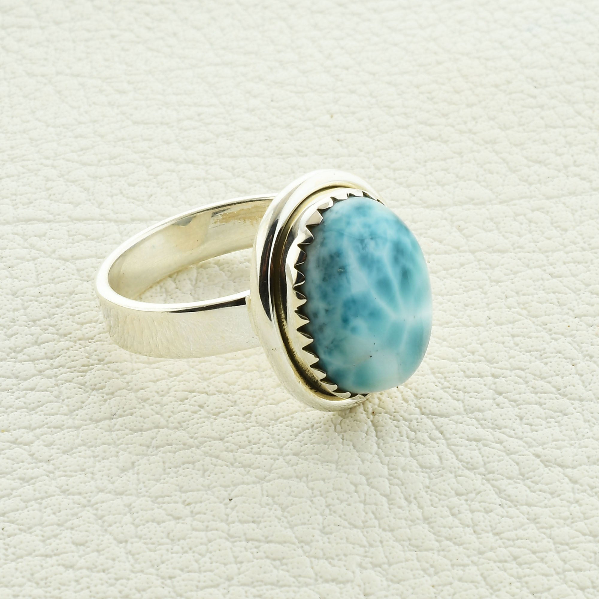 Unisex Larimar Silver Ring