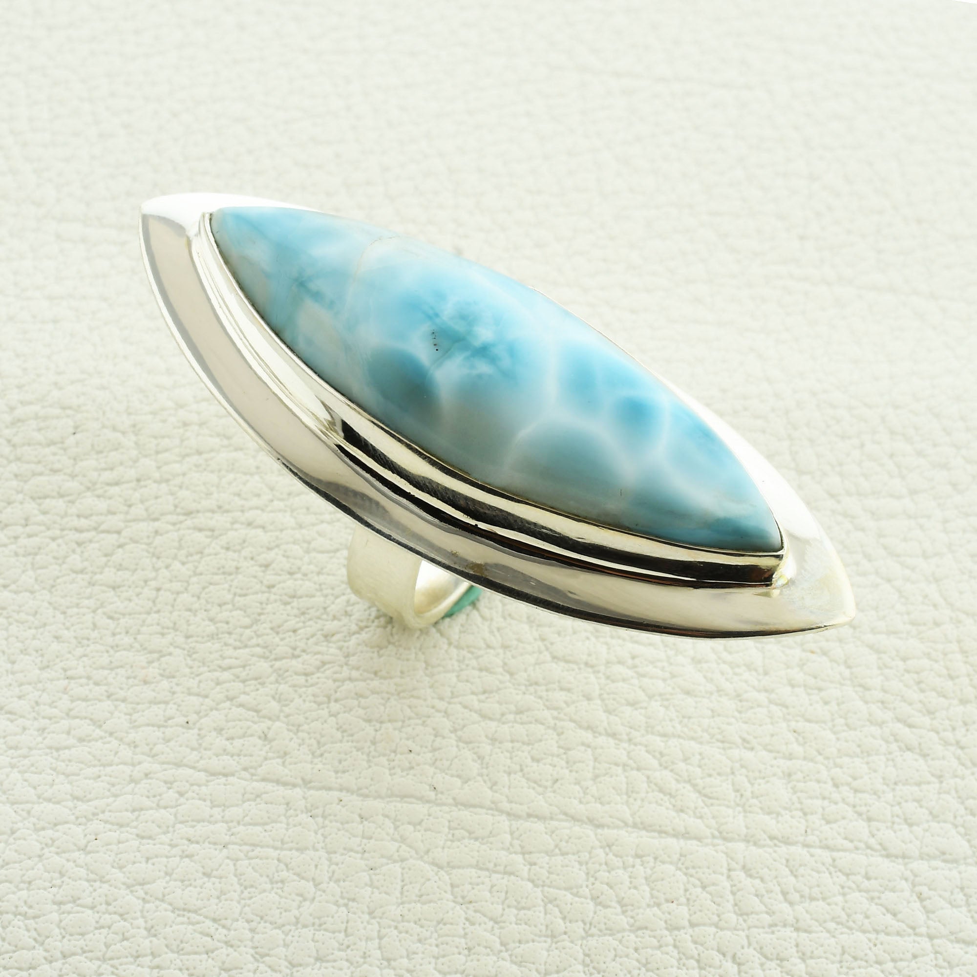 Large Larimar Sterling Silver Ring Size 9