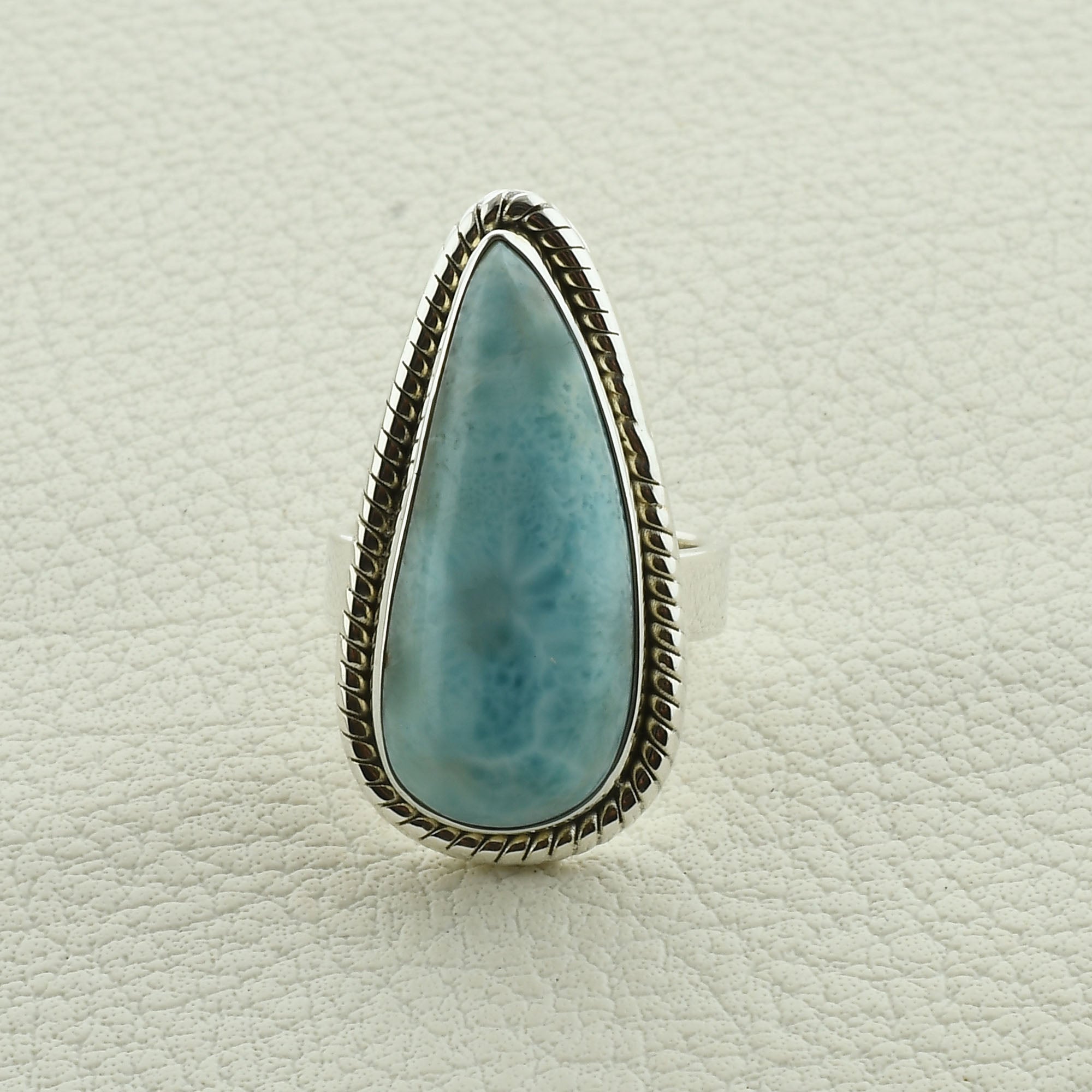 Fancy Larimar Gemstone Silver Ring