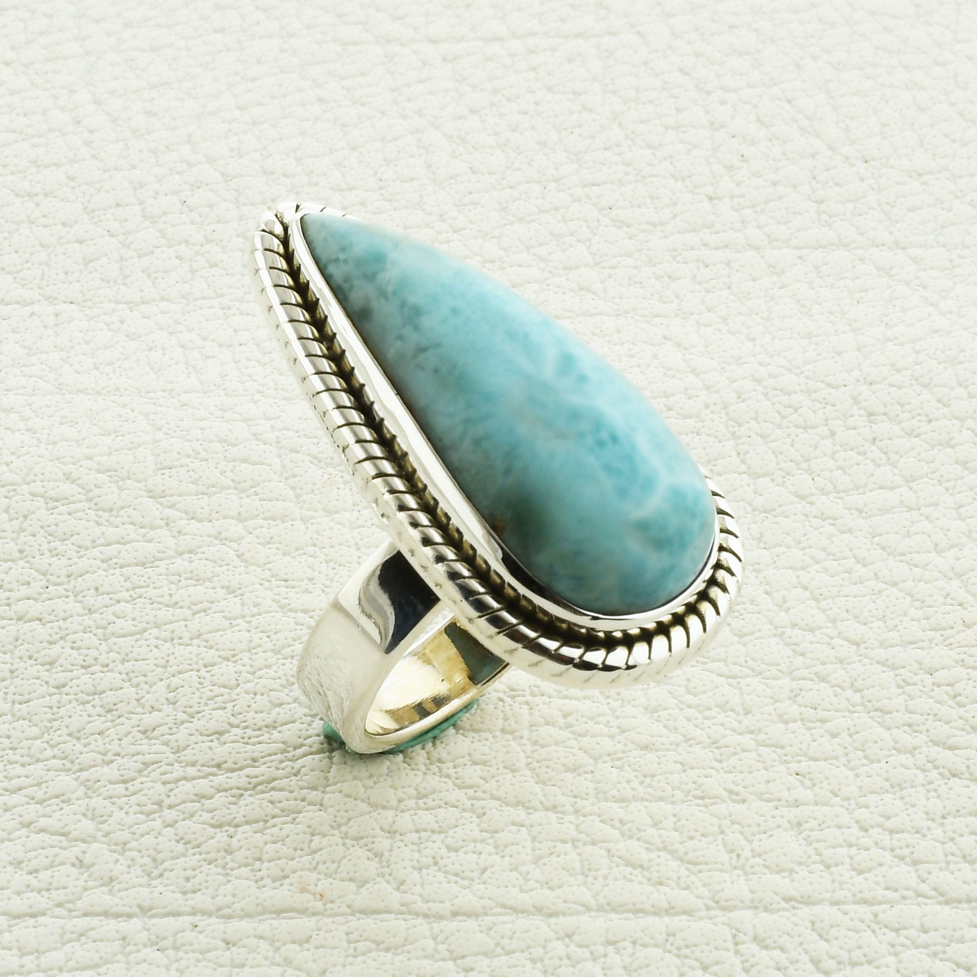 Fancy Larimar Gemstone Silver Ring