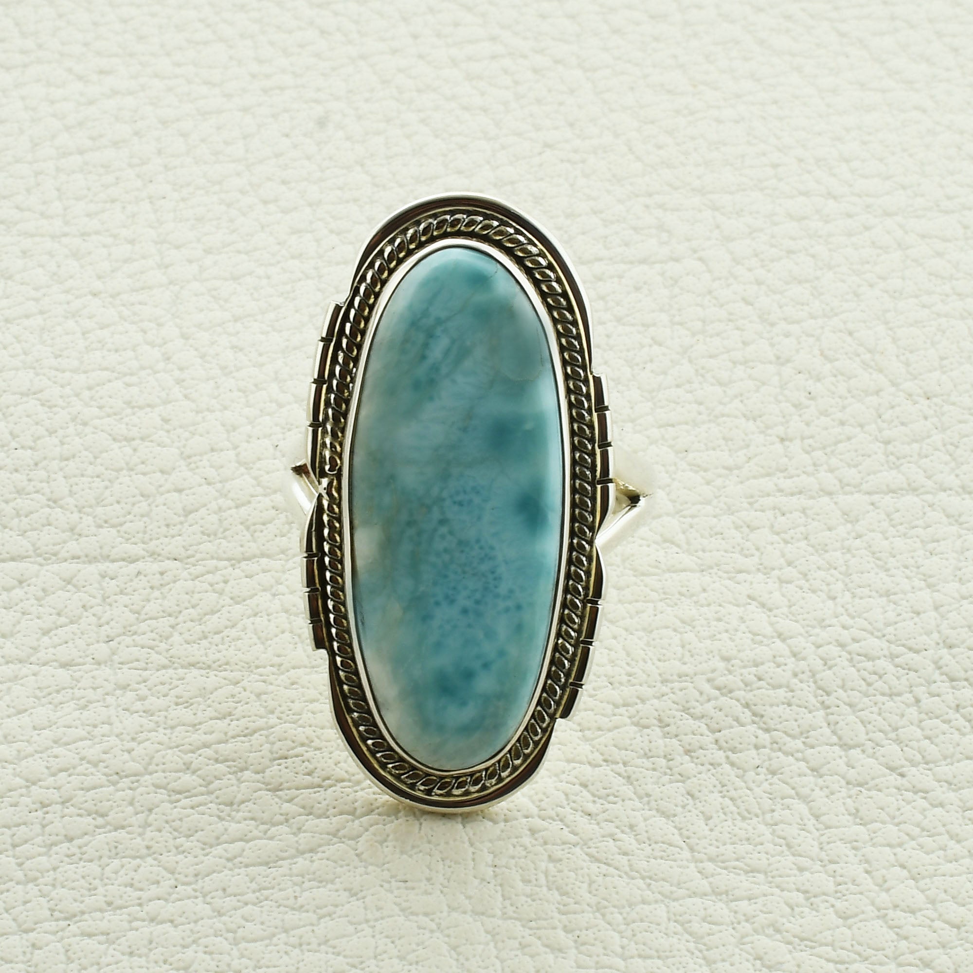 Larimar Gemstone Designer Silver Ring