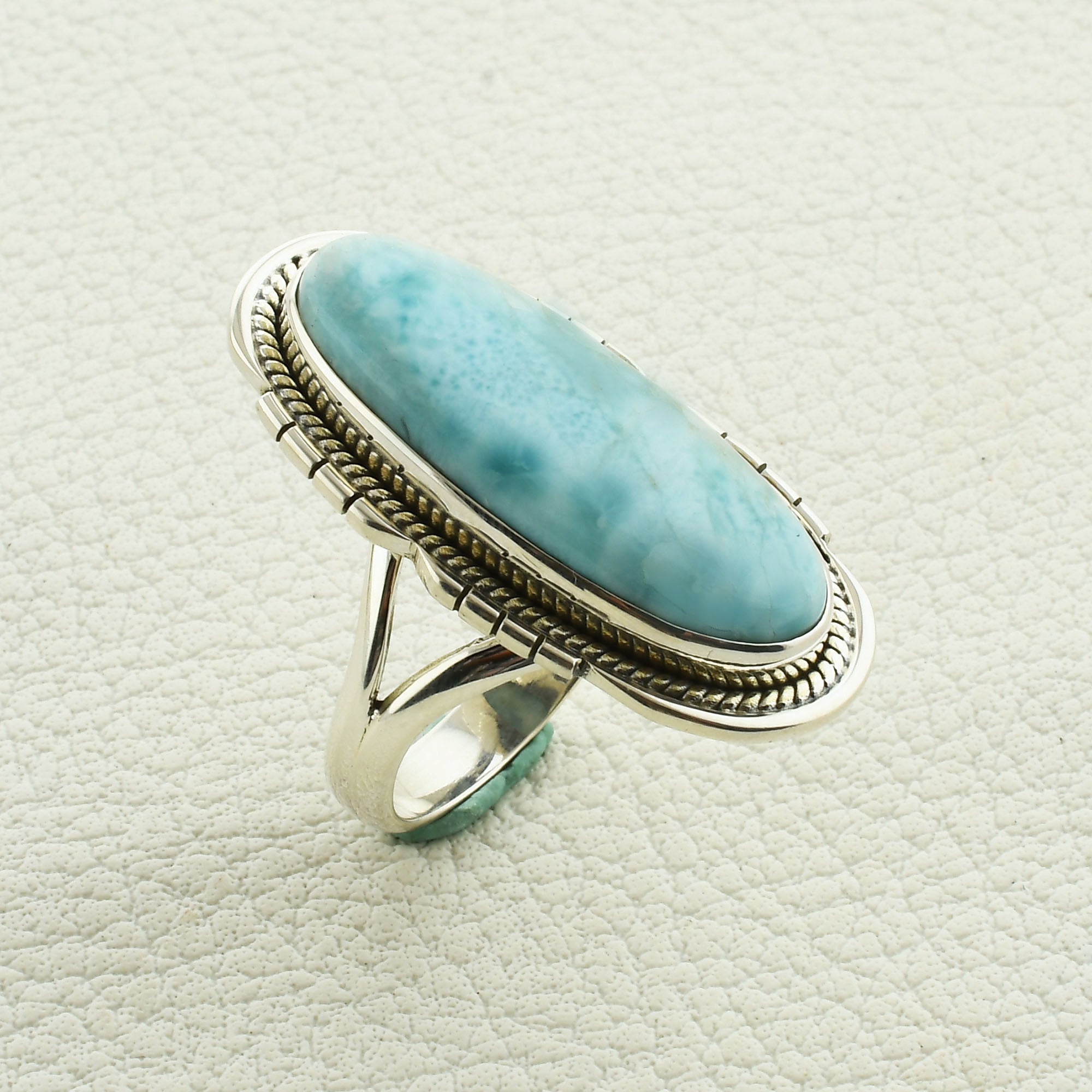 Larimar Gemstone Designer Silver Ring