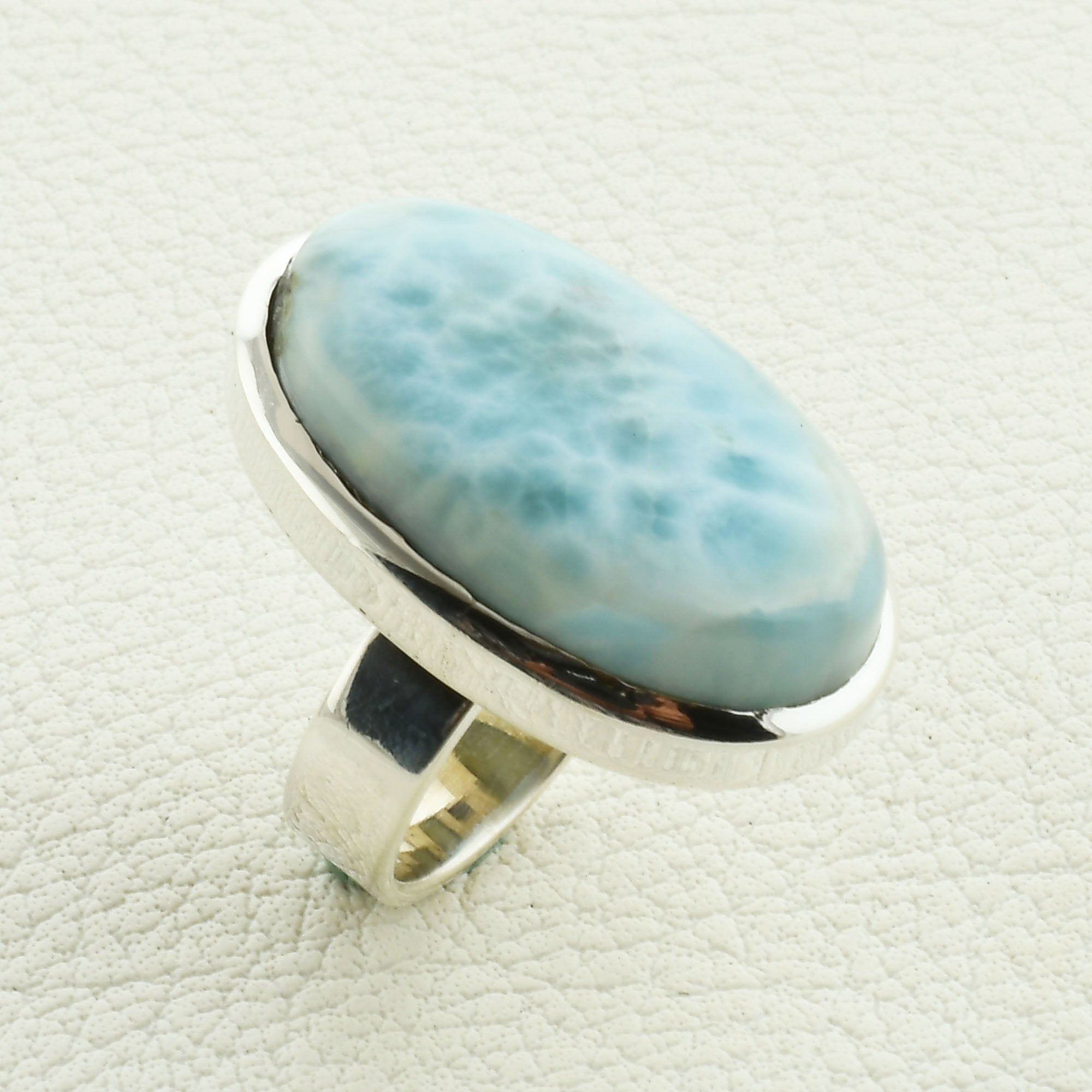 Sky Blue Larimar Gemstone Ring Size 8