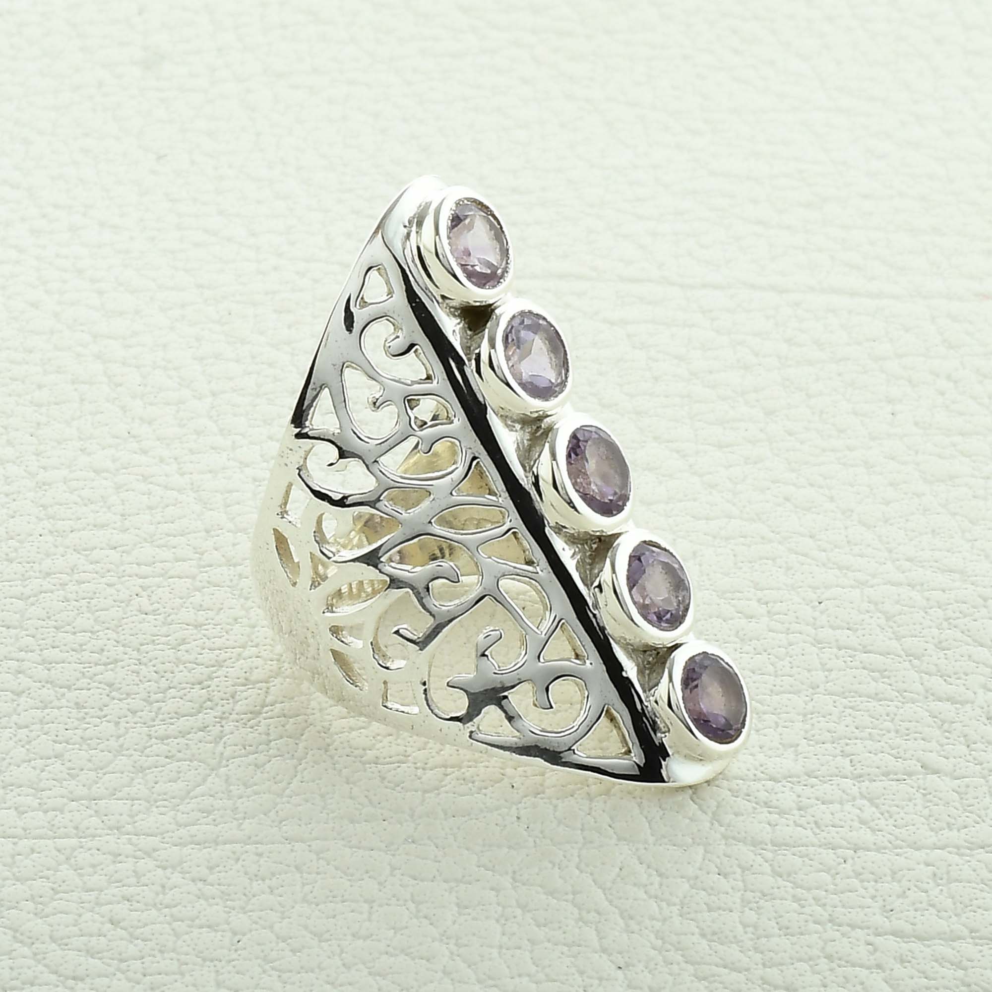 Amethyst Gemstone Designer Silver Ring