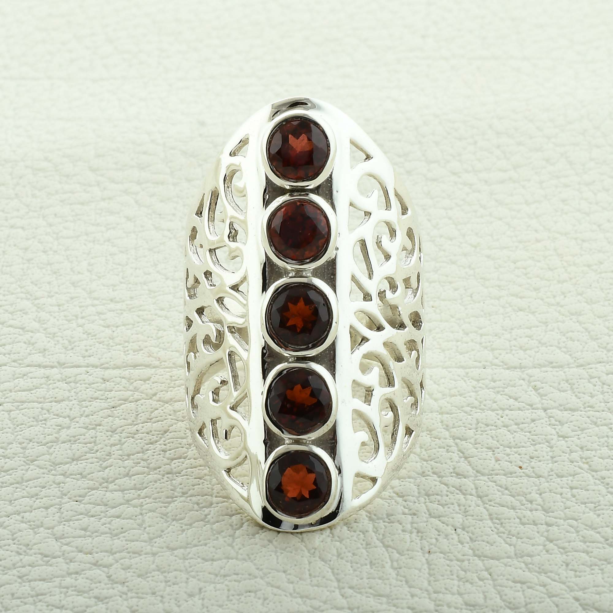 Women's Fashion Ring with Natural Red Garnet