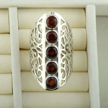 Women's Fashion Ring with Natural Red Garnet