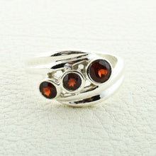 January Garnet Birthstone Silver Ring