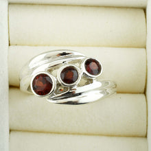 January Garnet Birthstone Silver Ring