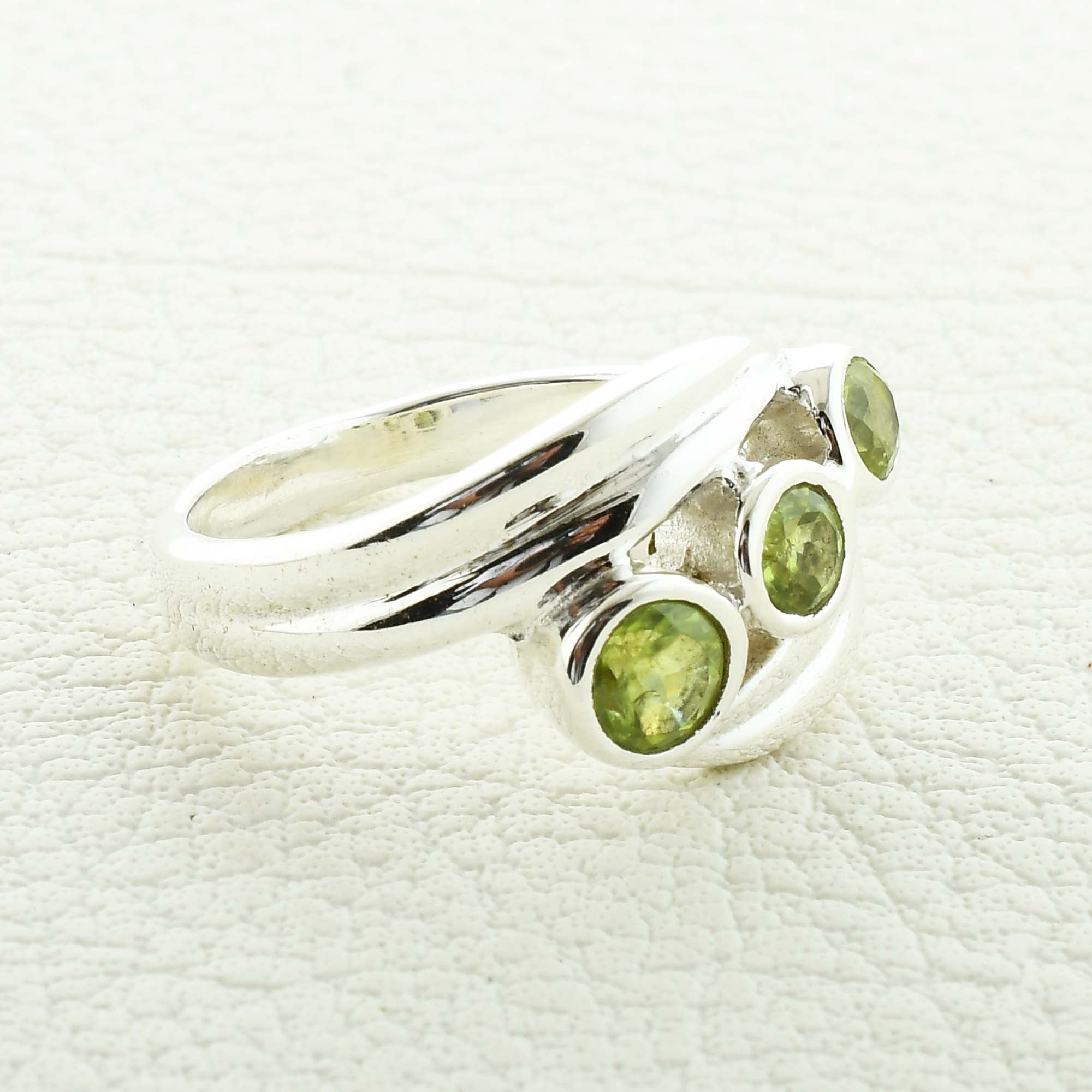 Peridot Gemstone Silver Ring - Artisan Made