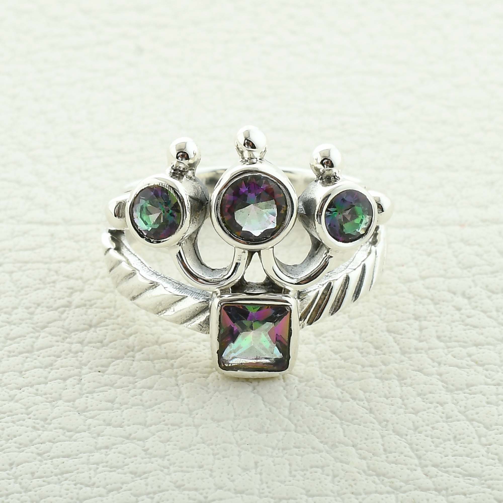 Multicolor Mystic Quartz Sterling Silver Ring