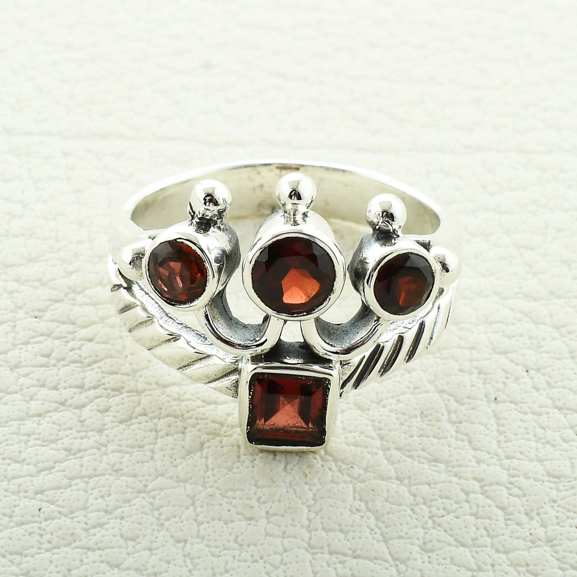 Garnet Sterling Silver Ring