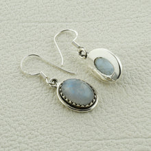 Rainbow Moonstone Dangle Earrings - Sterling Silver