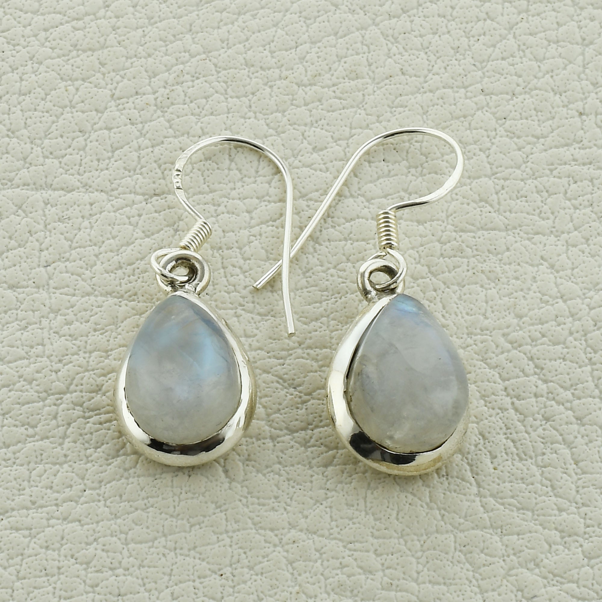 925 Sterling Silver Rainbow Moonstone Dangle Unique Earrings