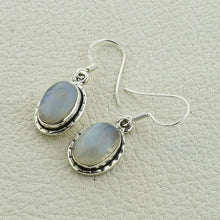 Blue Shiny Rainbow Moonstone Designer Sterling Silver Earrings