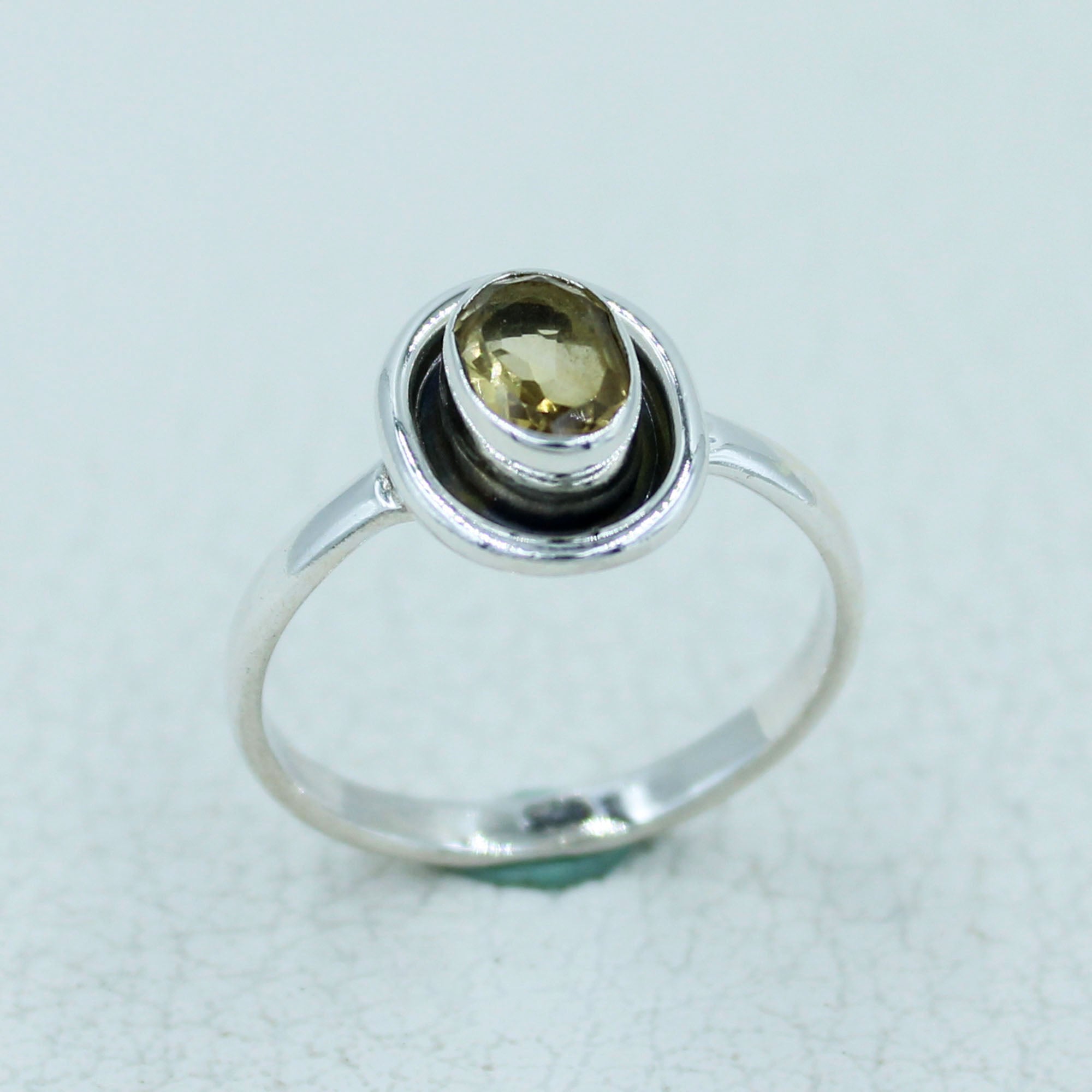 Natural Citrine Silver Ring