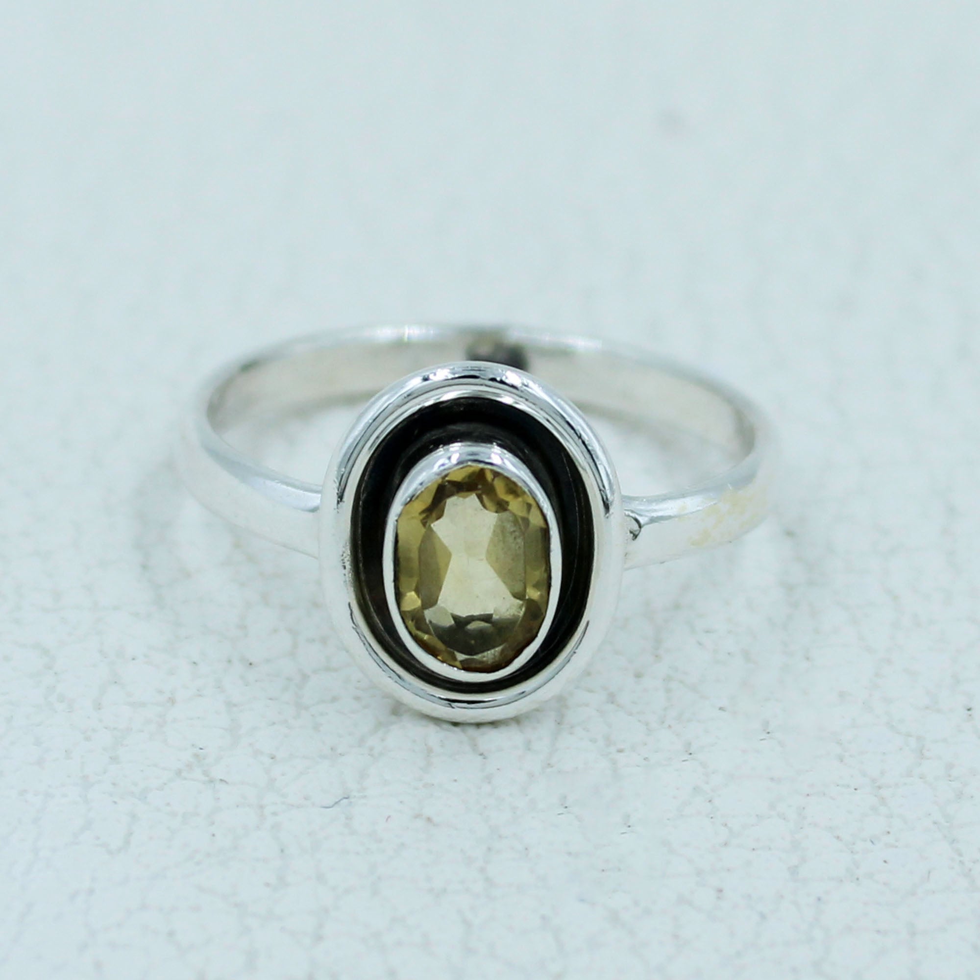 Natural Citrine Silver Ring