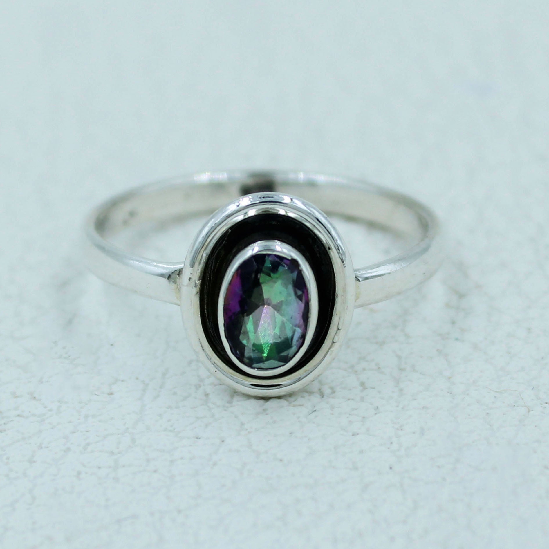 Dazzling Mystic Quartz Silver Ring