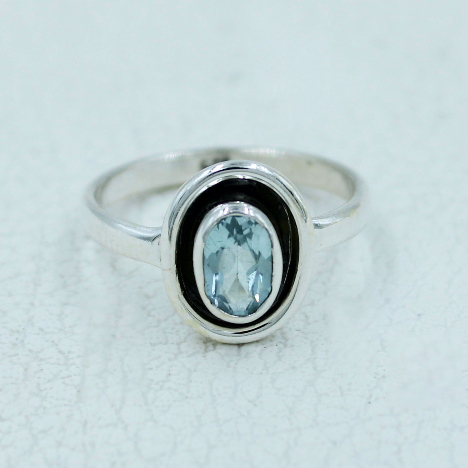 Blue Topaz Sterling Silver Ring