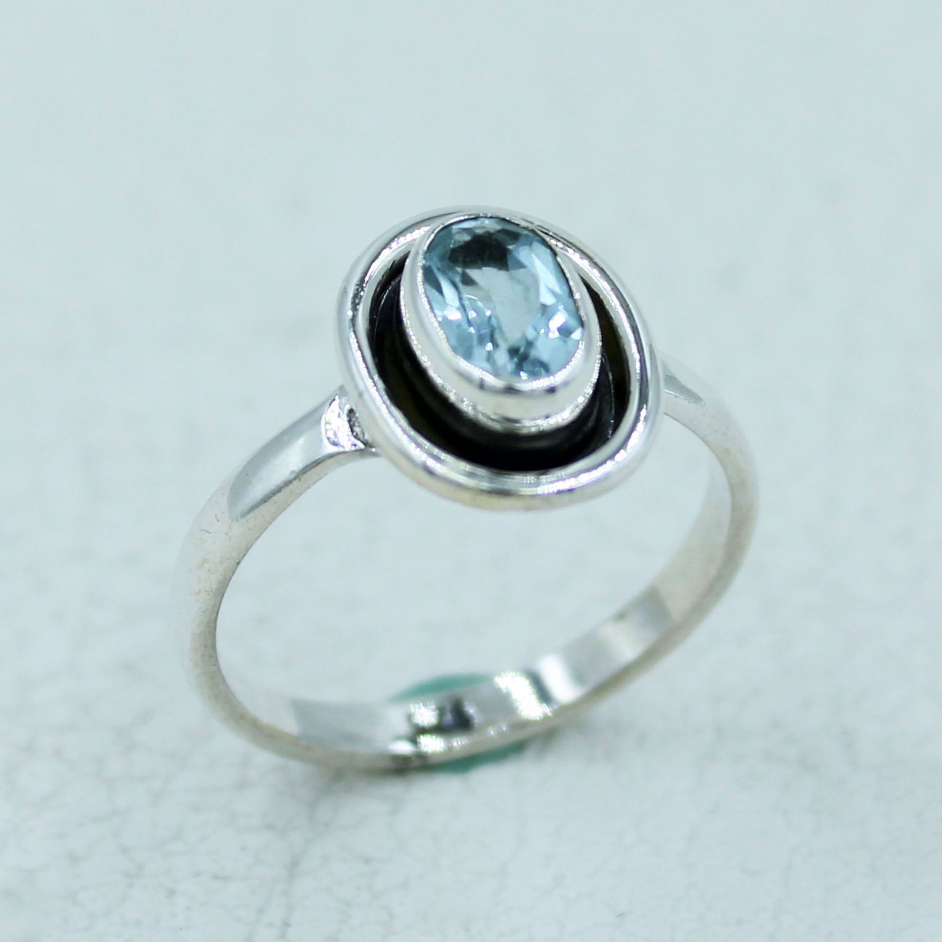 Blue Topaz Sterling Silver Ring