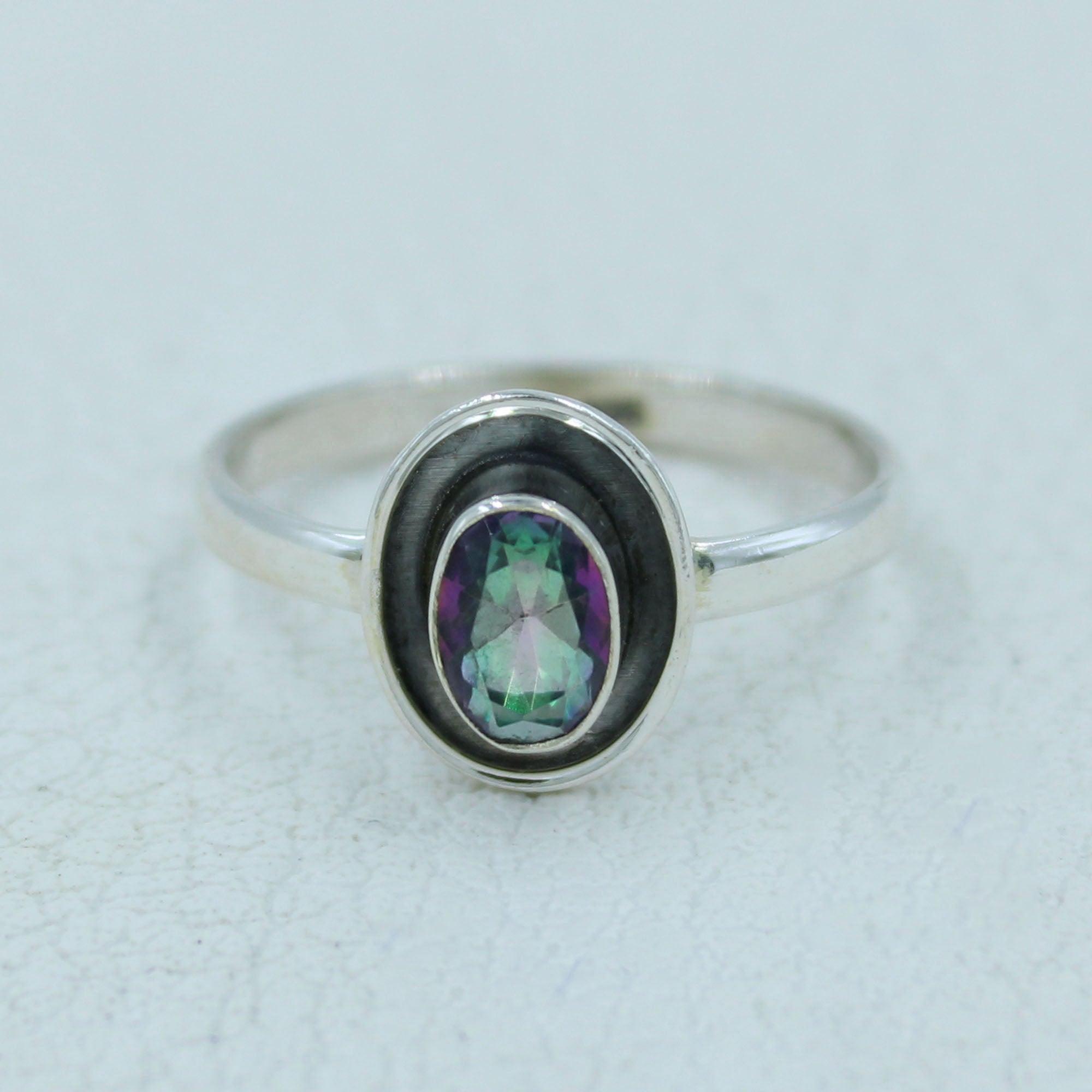 Multicolor Mystic Quartz Silver Ring