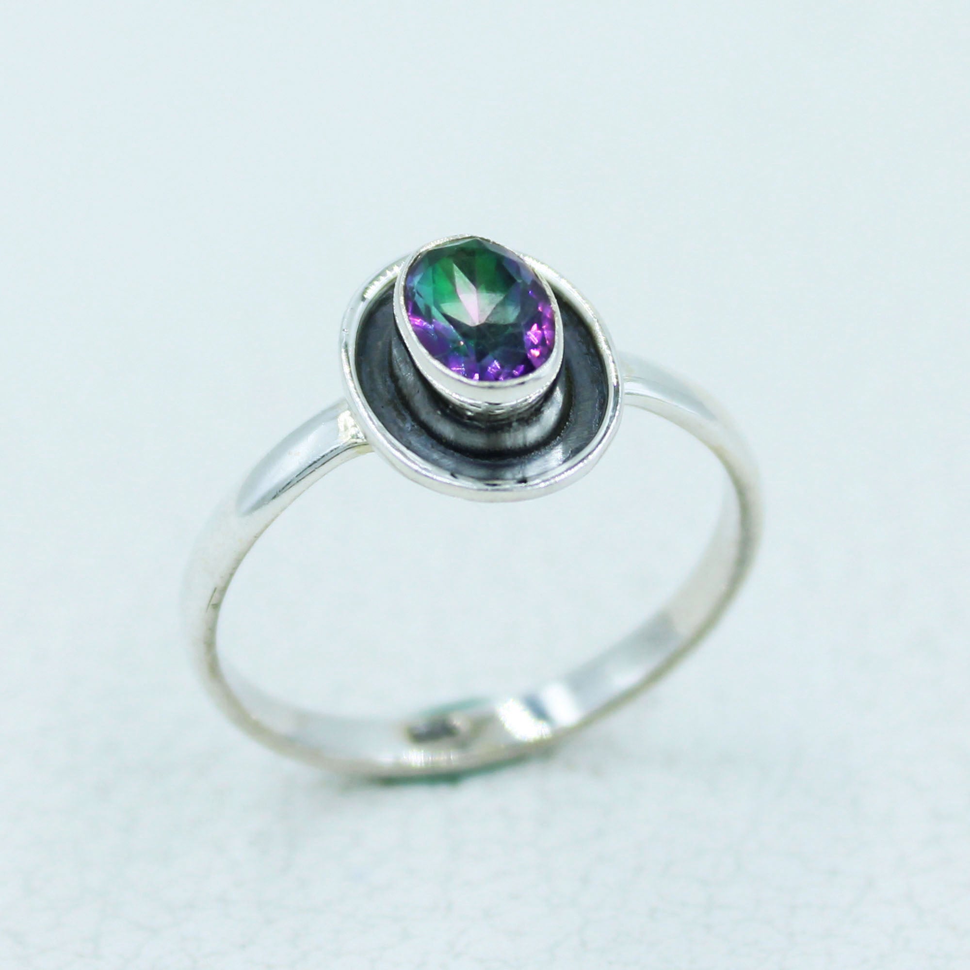 Multicolor Mystic Quartz Silver Ring