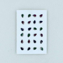 12 Pair Ruby, Emerald, Sapphire Studs Earrings