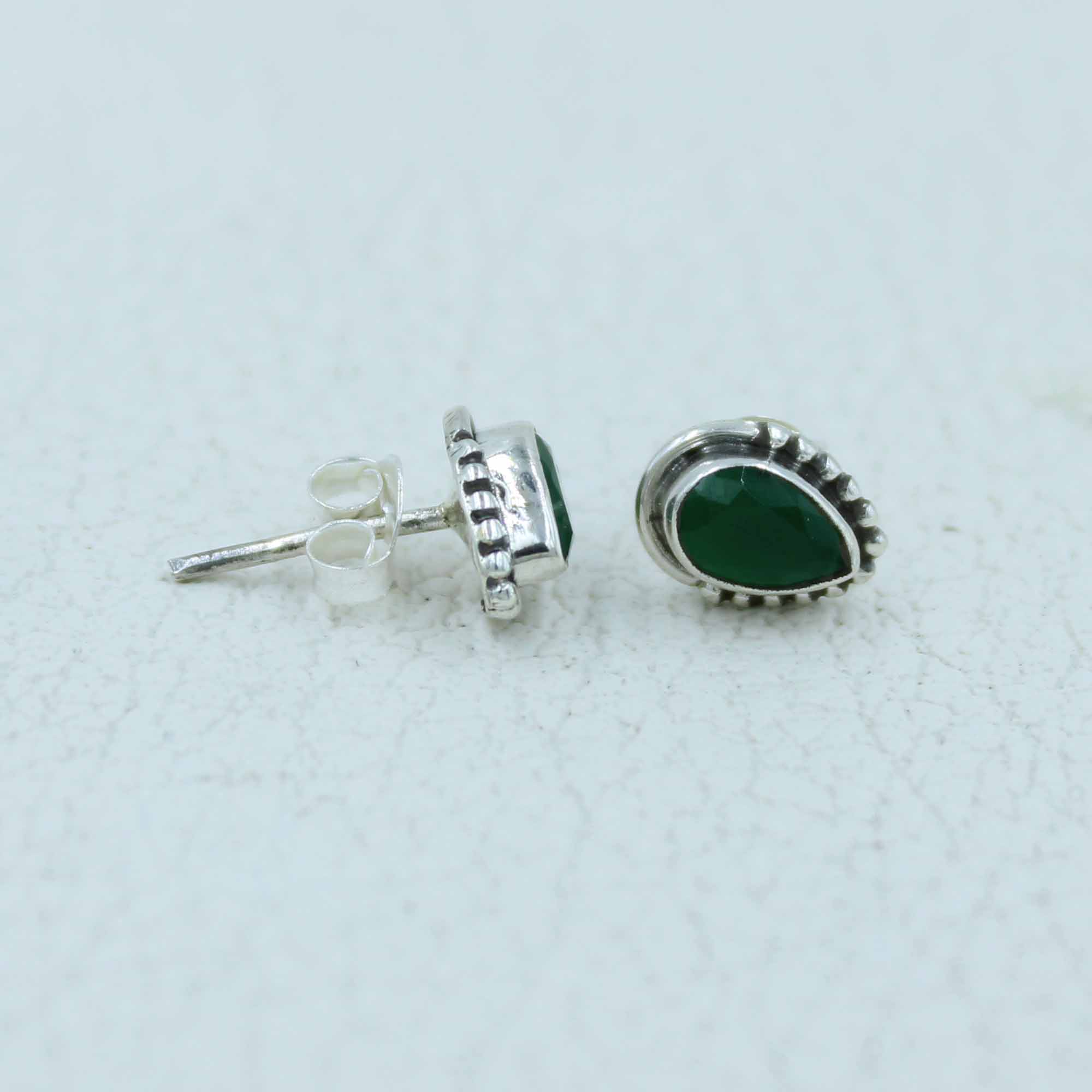 925 Sterling Silver Studs Earrings - Emerald, Ruby, Sapphire Gemstone