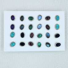 925 Silver Multi Stone Cabochon Studs Jewelry