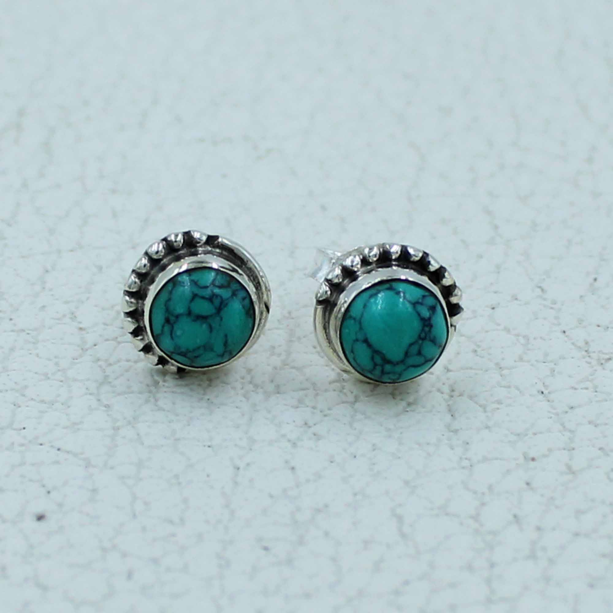 Turquoise Studs Women Earrings - 12 Pair