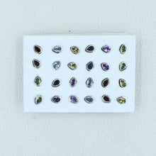 Multi Cut Gemstone 12 Pair Studs Earrings