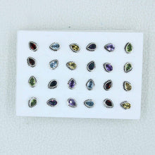 Multi Cut Gemstone 12 Pair Studs Earrings