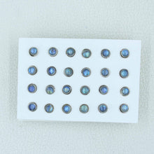 12 Pair Set Moonstone Stud Earrings in 925 Sterling Silver