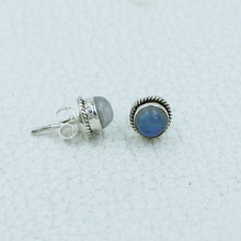 12 Pair Set Moonstone Stud Earrings in 925 Sterling Silver
