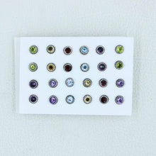 12 Pair Set Multi Stone Studs Earrings - Women Jewelry