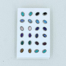 12 Pair Multi Stone Studs Earrings