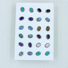 12 Pair Multi Stone Stud Earrings - Women Jewelry