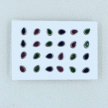 12 Pair Ruby, Emerald, Sapphire Studs Earrings