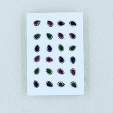 12 Pair Ruby, Emerald, Sapphire Studs Earrings