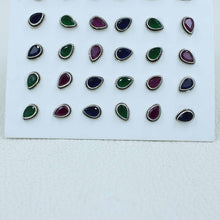 12 Pair Ruby, Emerald, Sapphire Studs Earrings