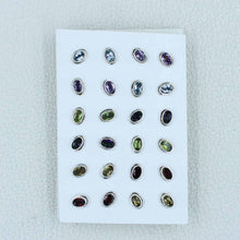 12 Pair Stud Earrings - Garnet, Topaz, Amethyst, Citrine, Peridot, Mystic quartz Jewelry