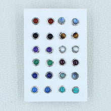 Multi Color Gemstone Designer Studs Earrings - 12 Pair