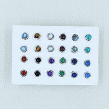 Multi Color Gemstone Designer Studs Earrings - 12 Pair