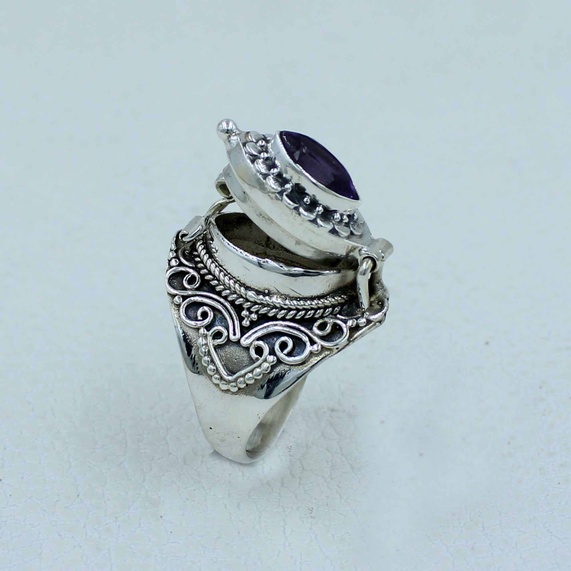Amethyst Cut Sterling Silver Poison Ring