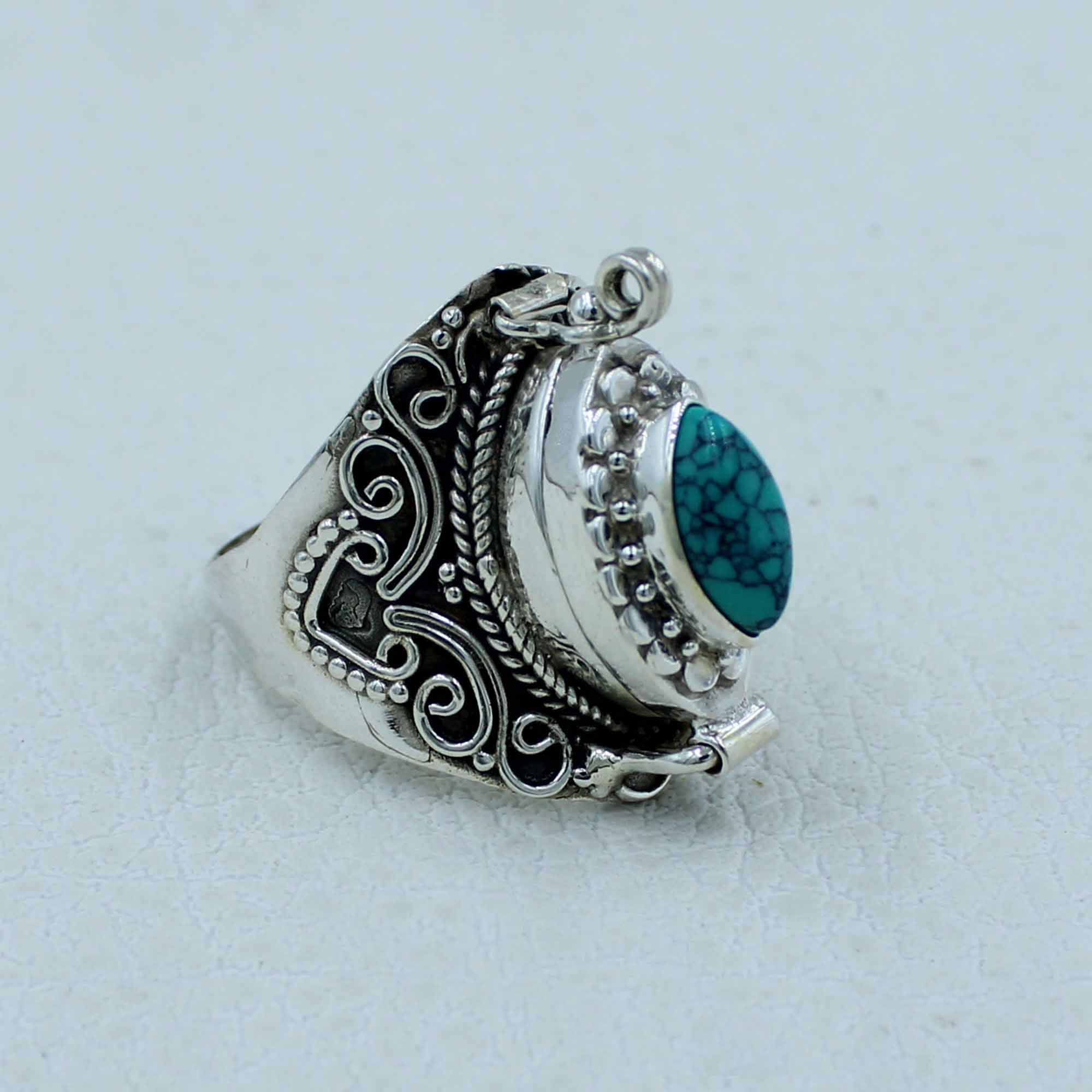 925 Silver Turquoise Poison Ring