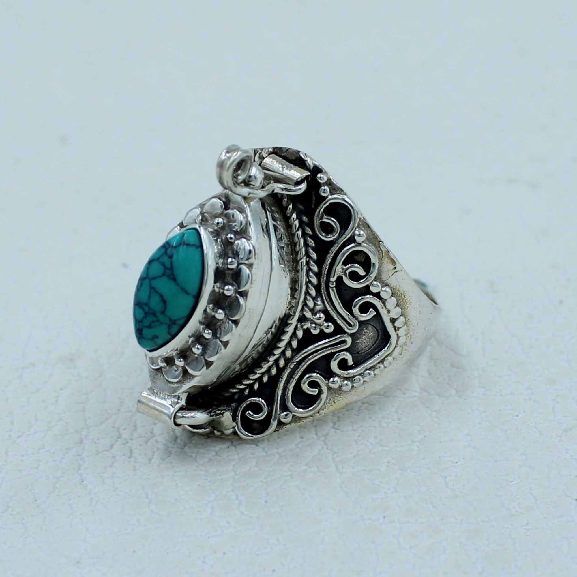 925 Silver Turquoise Poison Ring